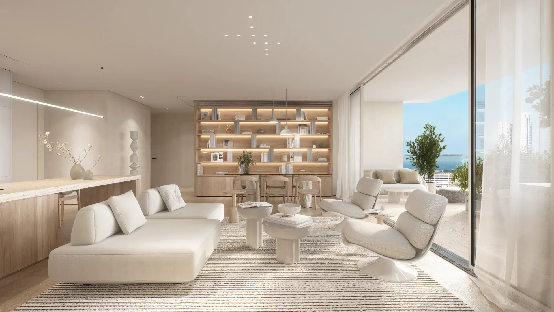 Salon lumineux avec vue sur la mer, appartement 5 pièces