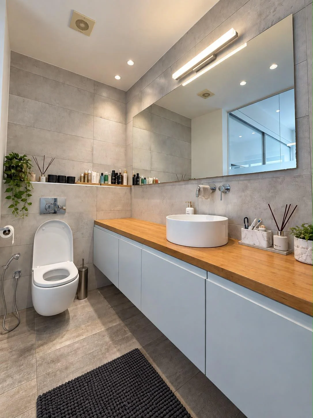 Salle de bain principale avec meuble vasque en bois